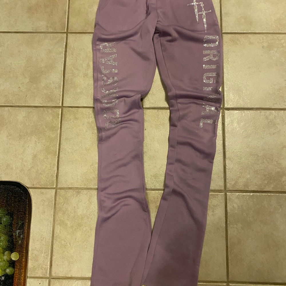 Purple mens stacked sweats